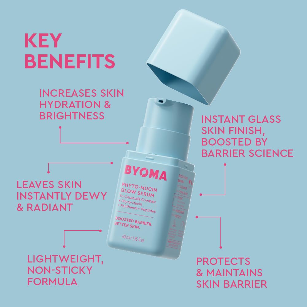 BYOMA gel texture on fingertip showing lightweight, non-sticky moisturizing benefit
