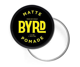 BYRD matte pomade close-up of product texture, shows workable hold