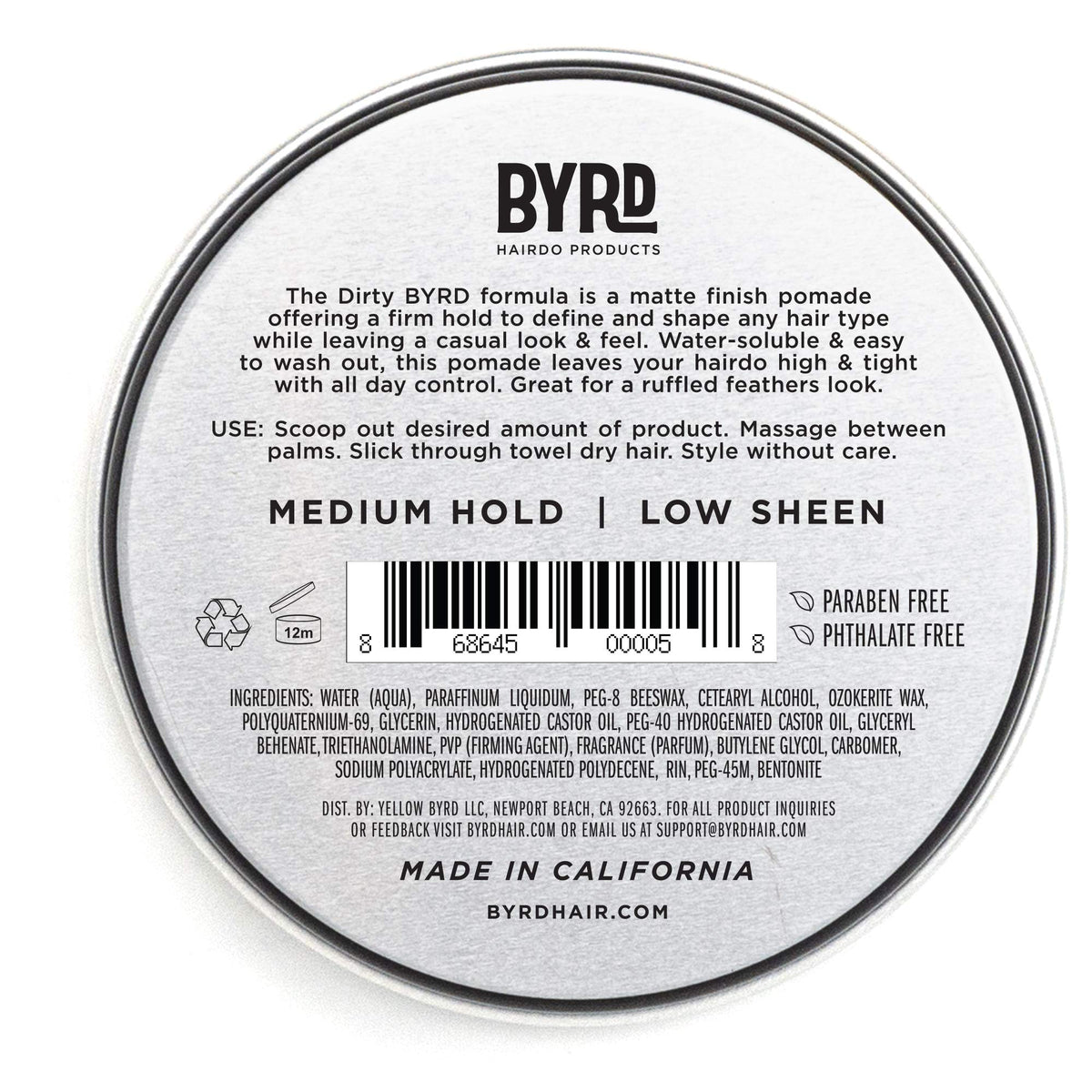 BYRD matte pomade open jar texture highlighting easy-to-apply cream