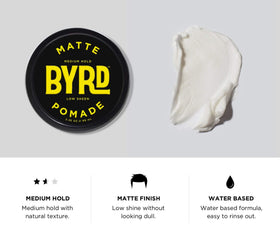 BYRD matte pomade in a bag for travel-friendly everyday styling
