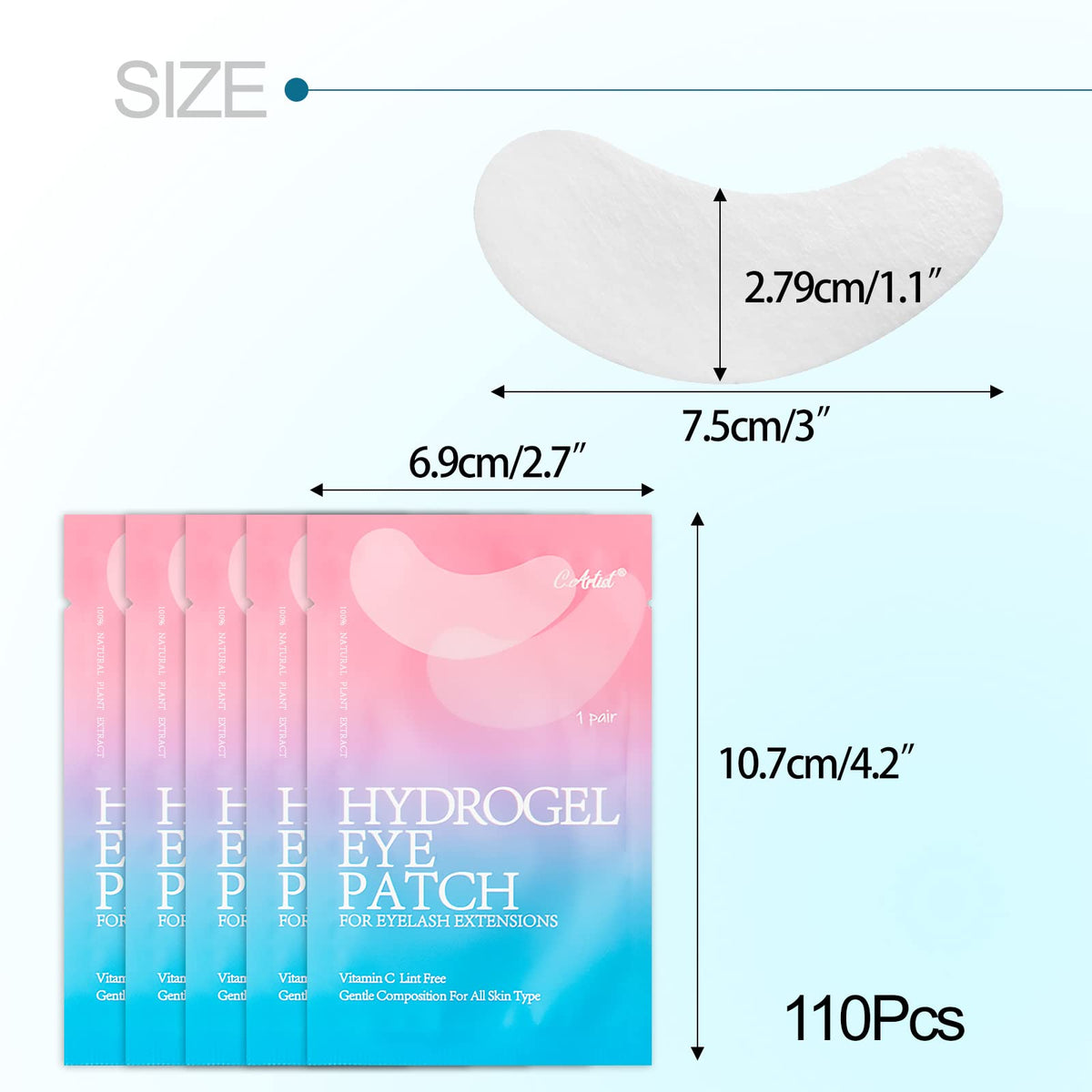 C. ARTIST pad next to ruler to show scale for fit