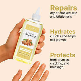 C CARE oil texture pouring into hand demonstrating lightweight absorption