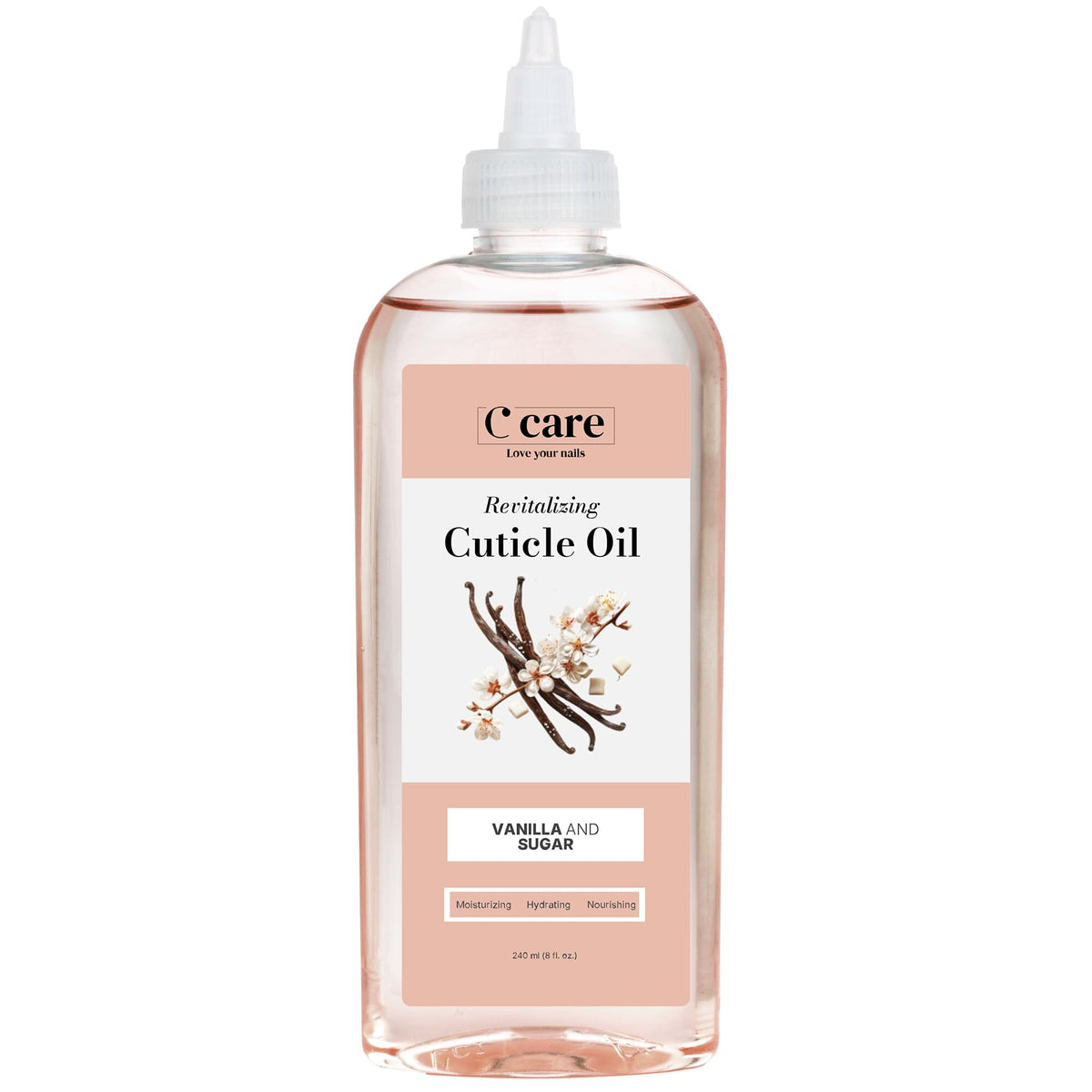 C CARE front bottle showing label and elegant packaging benefit: clear product ID