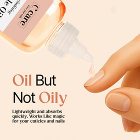 C CARE oil applied to cuticles on hand showing use benefit: strengthens and softens skin