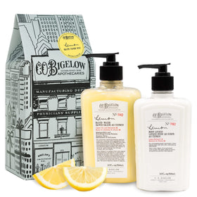 C. O. Bigelow ingredient label close-up showing lemon extract and shea butter