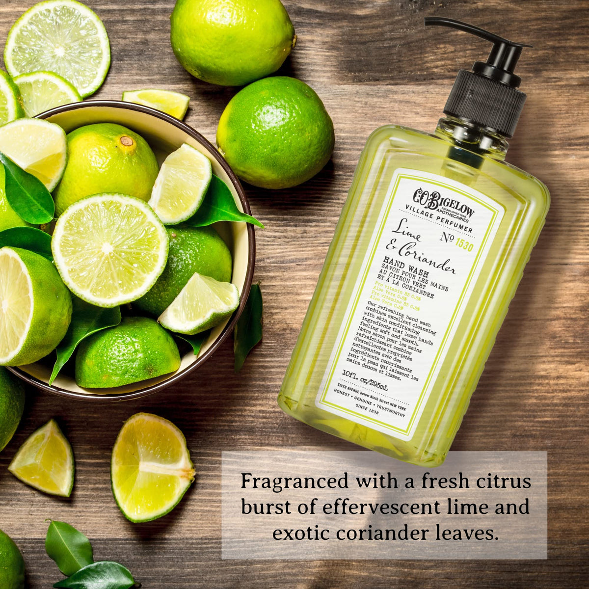 C. O. Bigelow label ingredients detail highlighting aloe vera hydration benefit