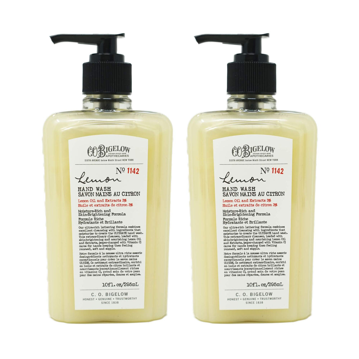 C. O. Bigelow label ingredients view showing lemon extract and aloe benefits