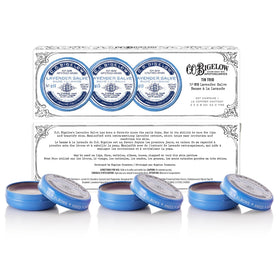 C. O. Bigelow open lavender salve tin revealing smooth balm for quick fingertip application