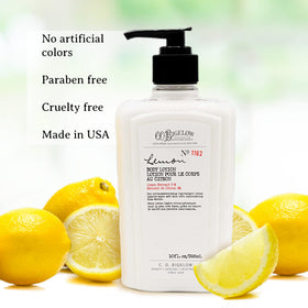 C. O. Bigelow ingredients label close-up highlighting shea butter benefits