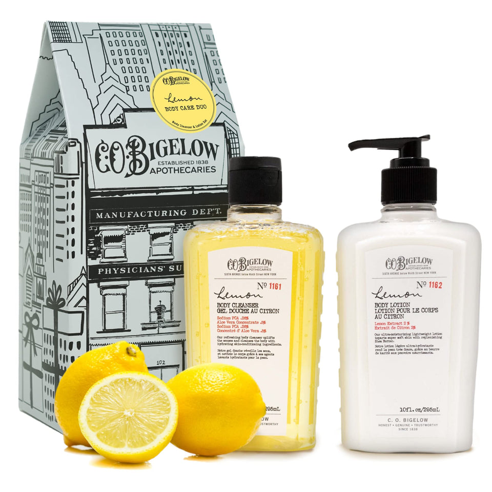 C. O. Bigelow front packaging showing the lemon duo and gift box, attractive presentation