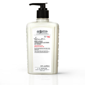 C. O. Bigelow front packaging showing bottle and lemon scent benefits