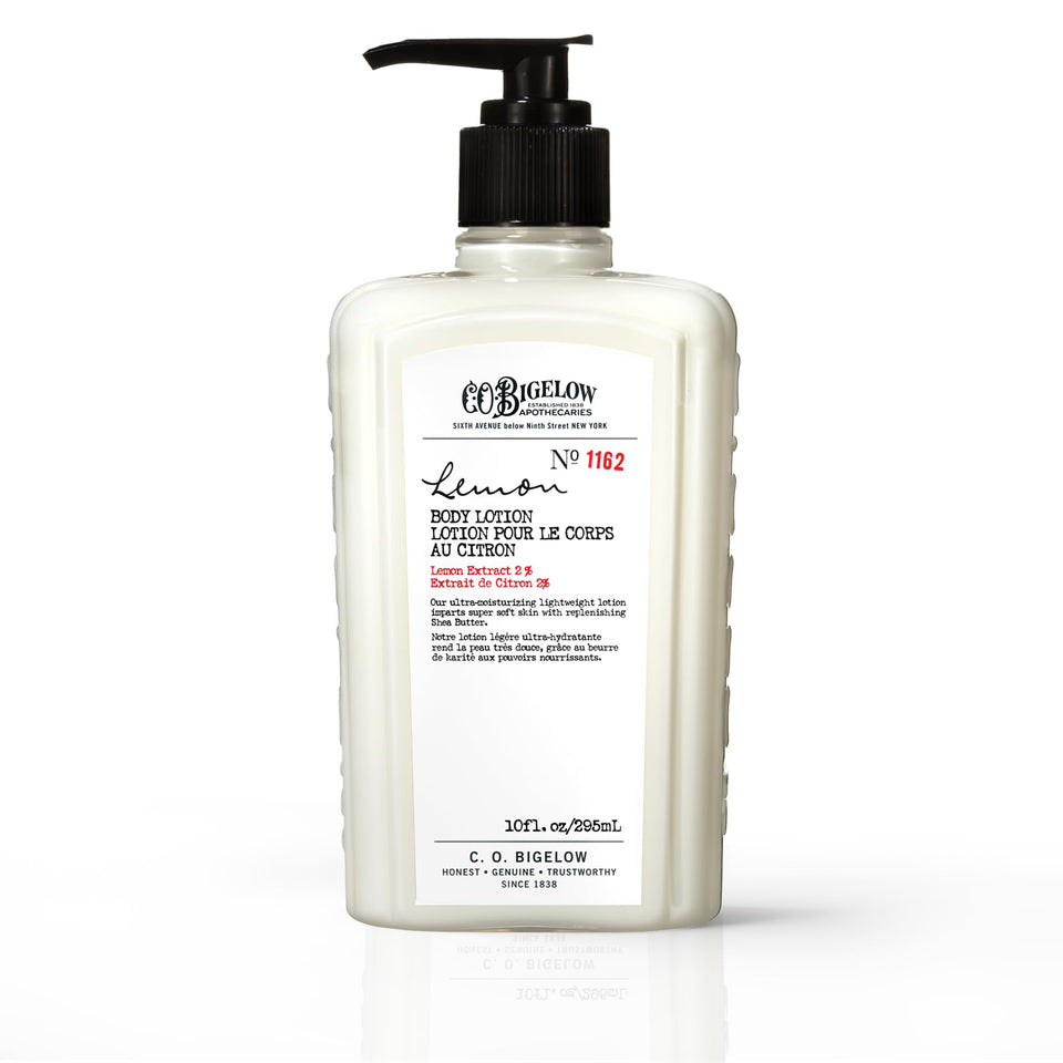 C. O. Bigelow front packaging showing bottle and lemon scent benefits