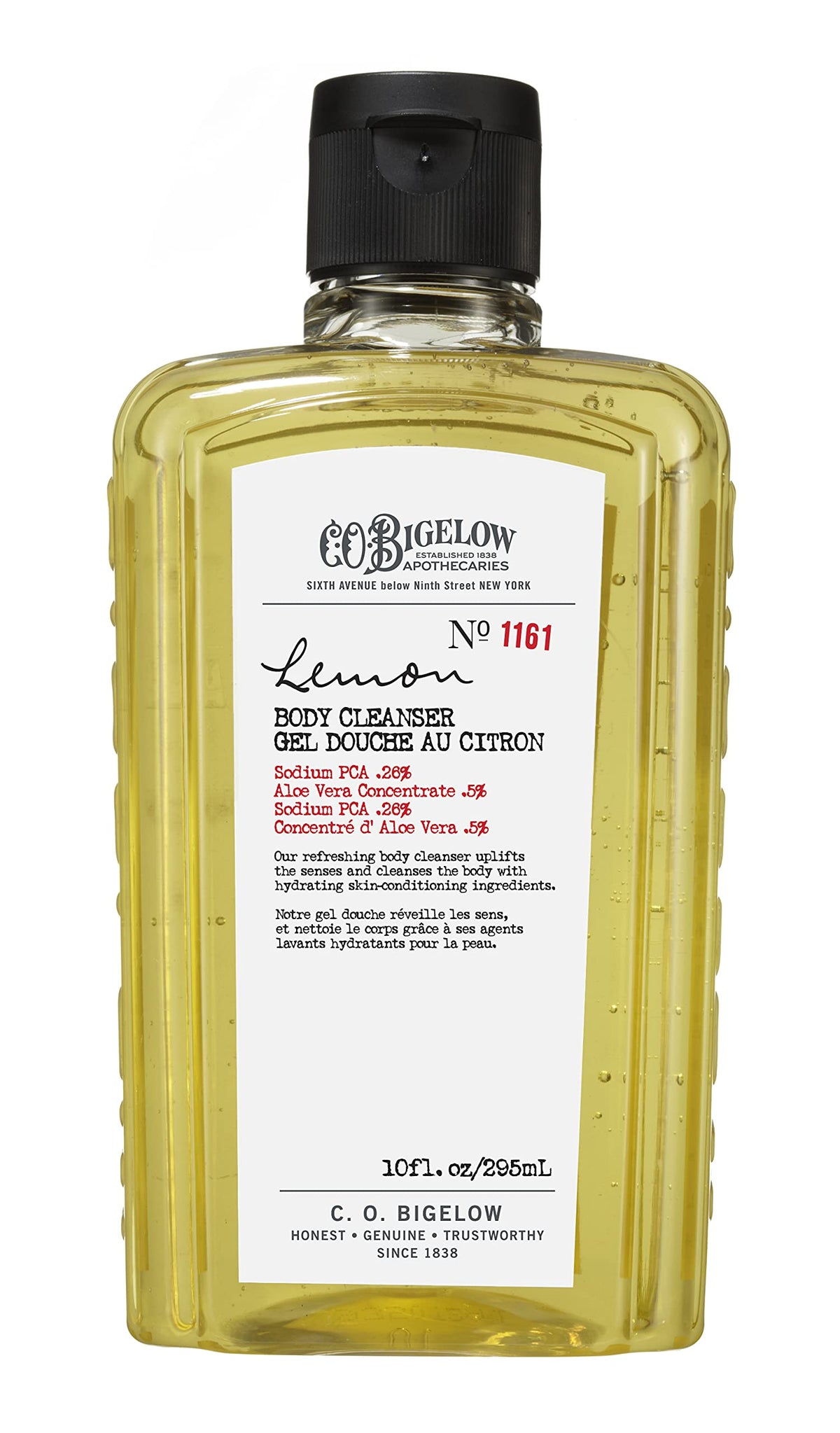 C. O. Bigelow lemon and aloe ingredients arranged, highlights natural lemon extract