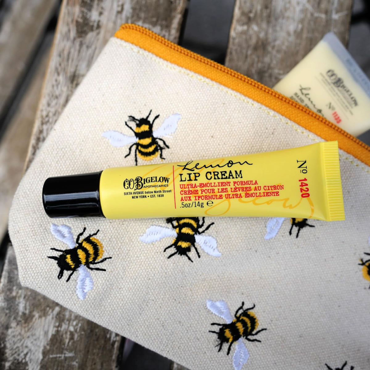 C. O. Bigelow closeup of creamy lemon lip balm texture highlighting smooth application