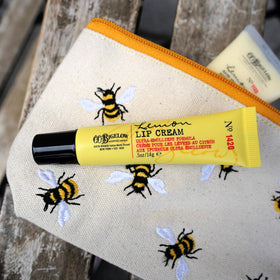 C. O. Bigelow closeup of creamy lemon lip balm texture highlighting smooth application