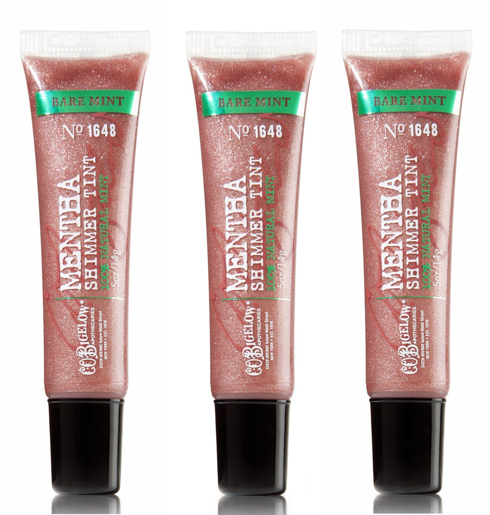 C. O. Bigelow front packaging showing three mint tint tubes and cooling effect