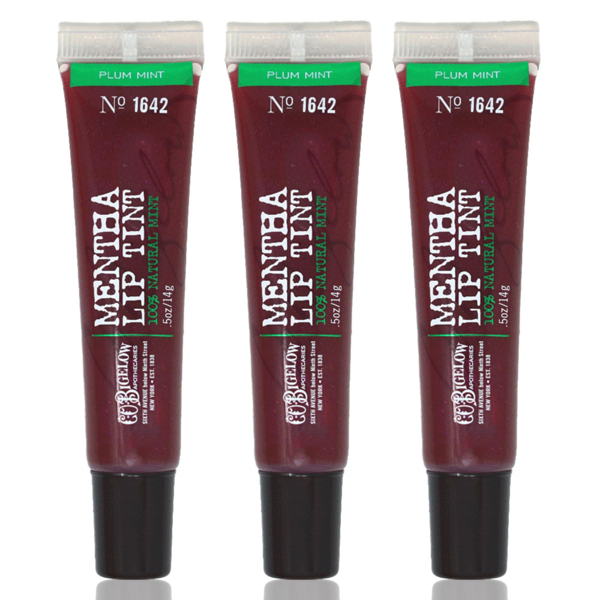C.O. Bigelow front packaging showing three purple tinted glosses for easy gifting