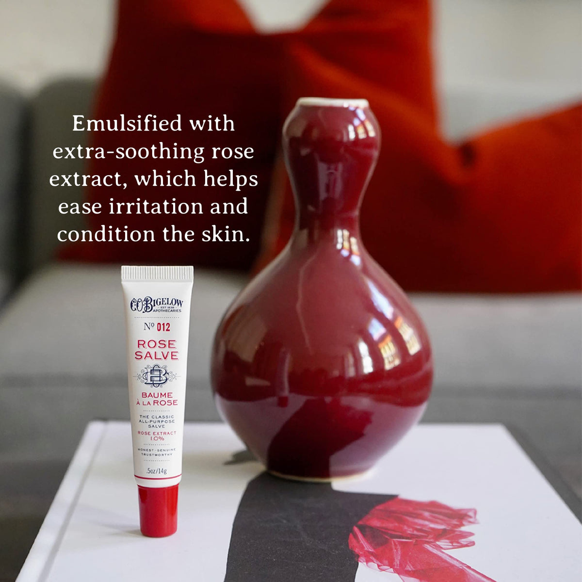 Applying C.O. Bigelow Rose Salve to lips, instant softening and subtle rose scent
