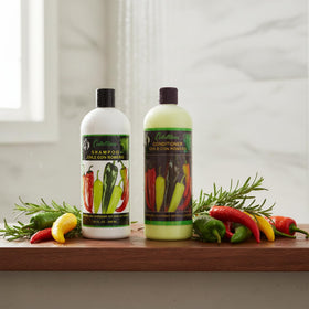 Cabellina 32 fl oz bottle next to hand illustrating generous size and long-lasting value