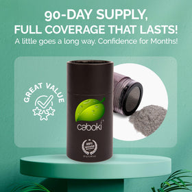 Caboki applicator top demonstrating controlled shake dispensing benefit