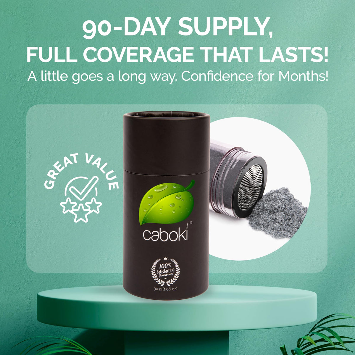 Caboki open applicator bottle ready to dispense natural fibers