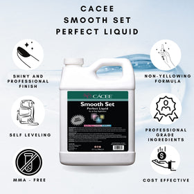 Close-up pouring Cacee monomer to show smooth consistency and control