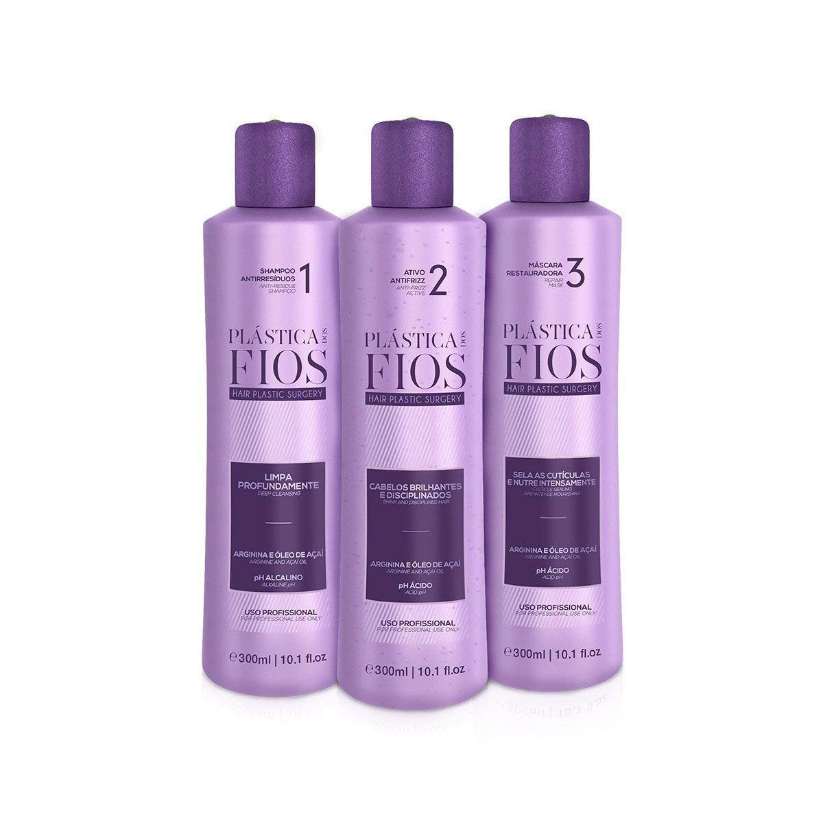 CADIVEU Plastica Dos Fios front packaging showing bottles and benefits