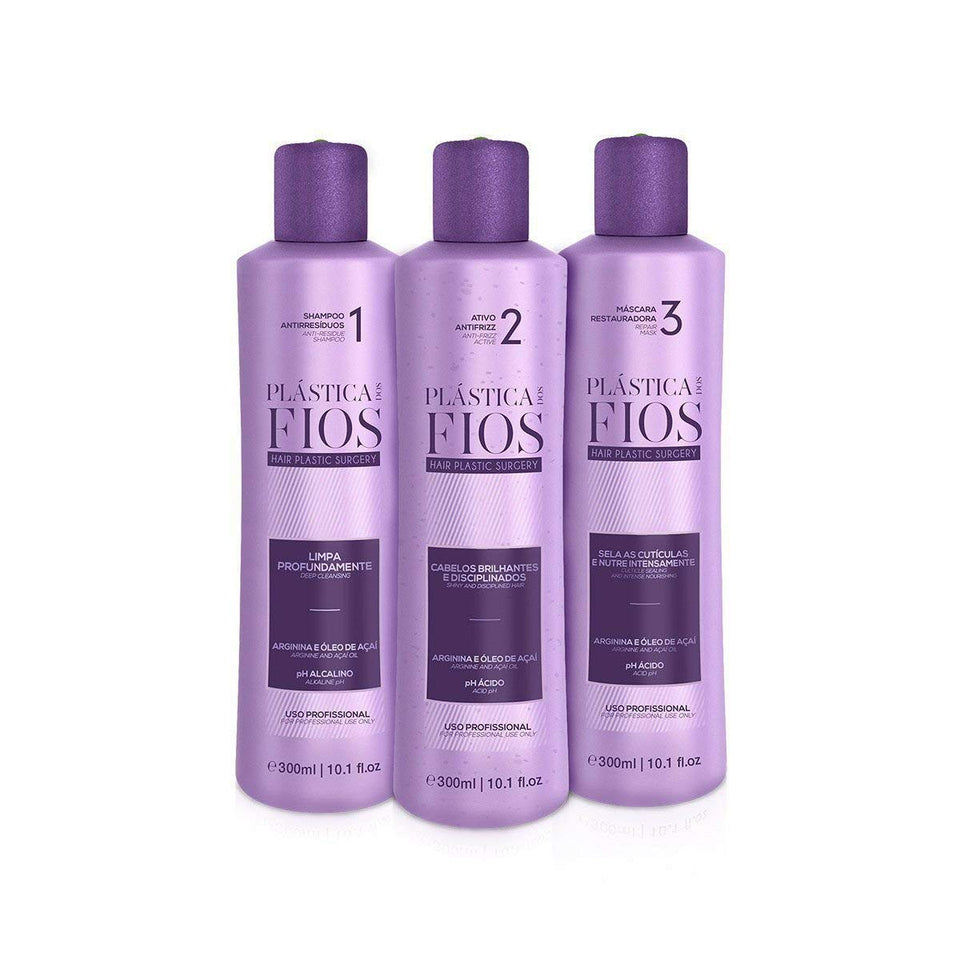CADIVEU Plastica Dos Fios front packaging showing bottles and benefits