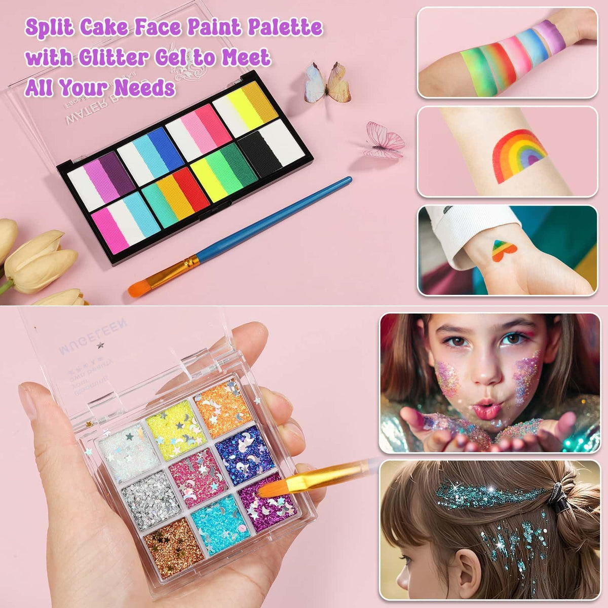 Caffox brushes and sponges arranged for precise application and blending