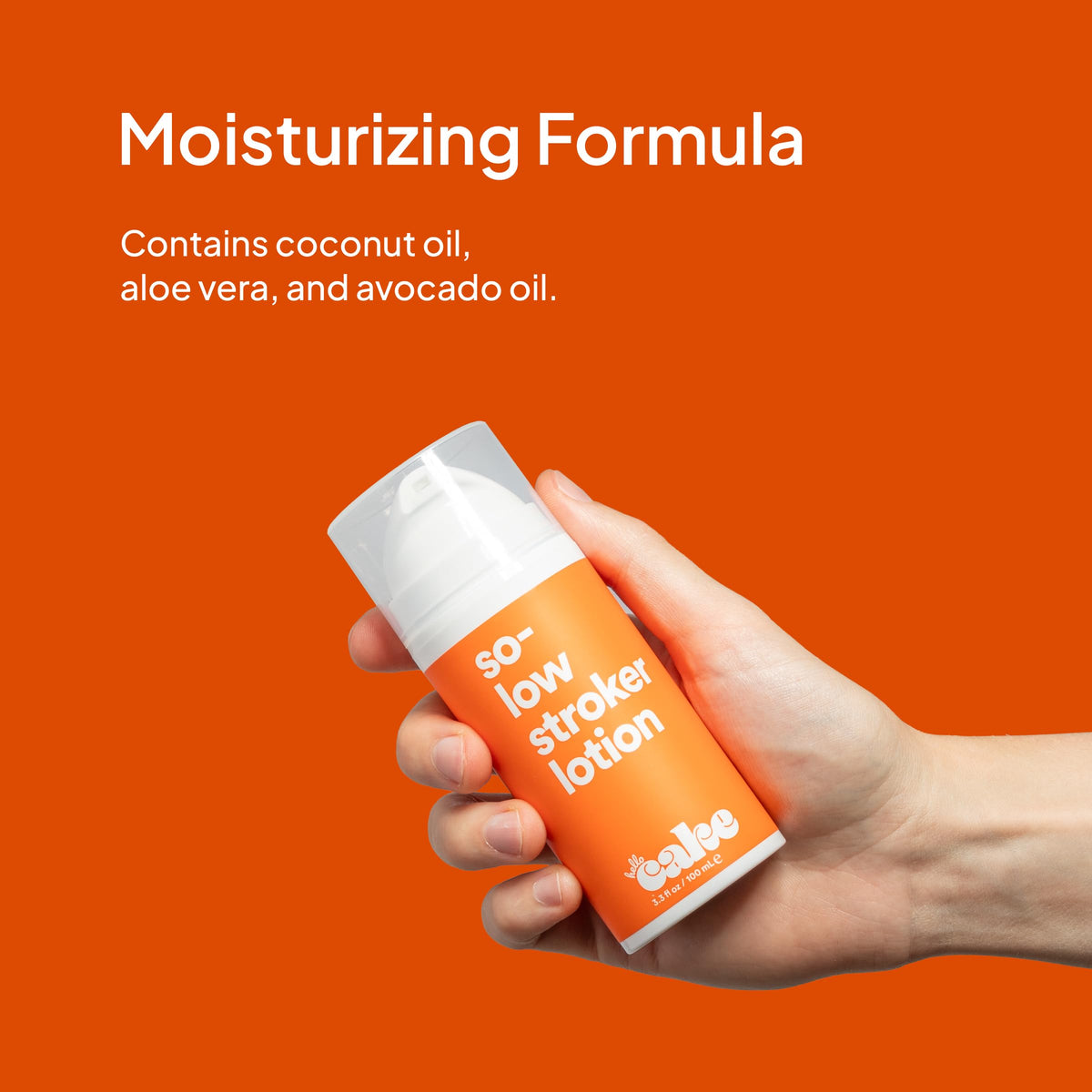 cake lotion on hand application demonstrating easy spread and non-greasy finish