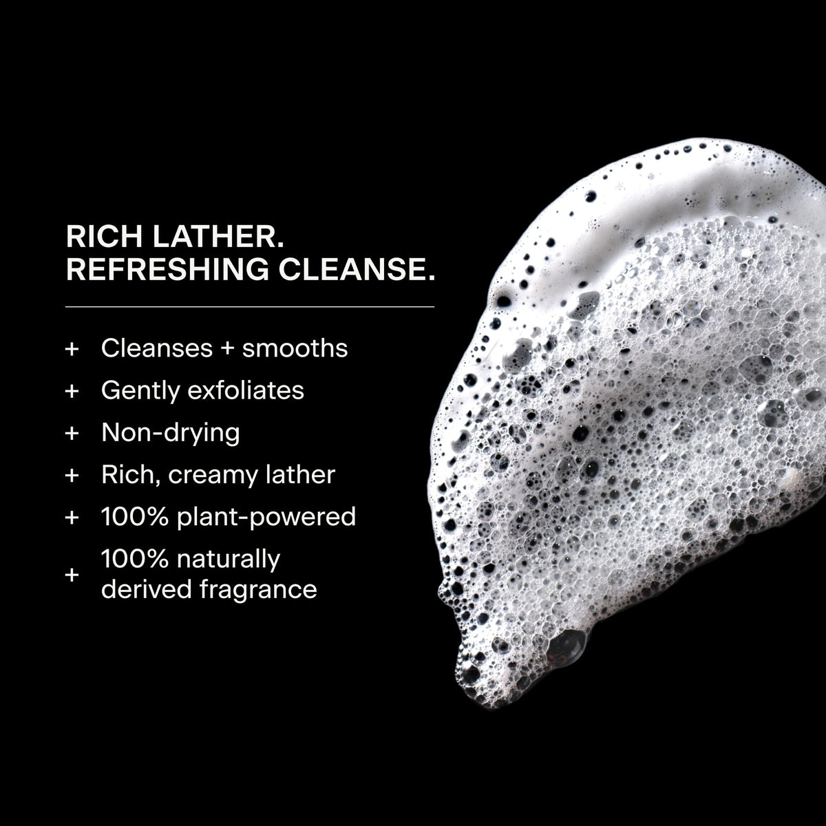 Caldera + Lab rich lather close-up highlighting luxurious foam and cleansing