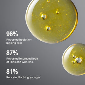 Caldera + Lab serum texture dispensed on hand showing lightweight absorption