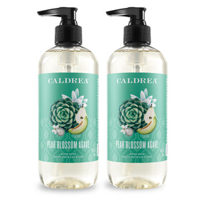 Caldrea front packaging showing pear blossom agave scent and two-pack benefits