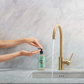 Caldrea pump dispenser close-up for easy controlled soap dispensing