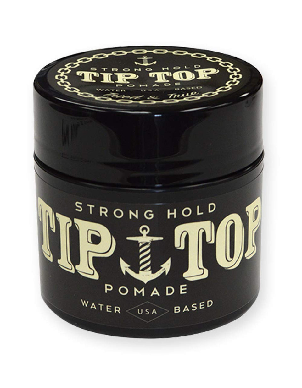 caleatar Tip Top jar front showing glossy finish and strong hold benefit