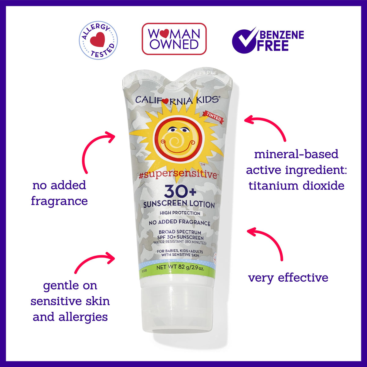 California Baby sunscreen applied to child's arm demonstrating gentle coverage