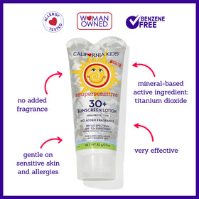 California Baby sunscreen applied to child's arm demonstrating gentle coverage