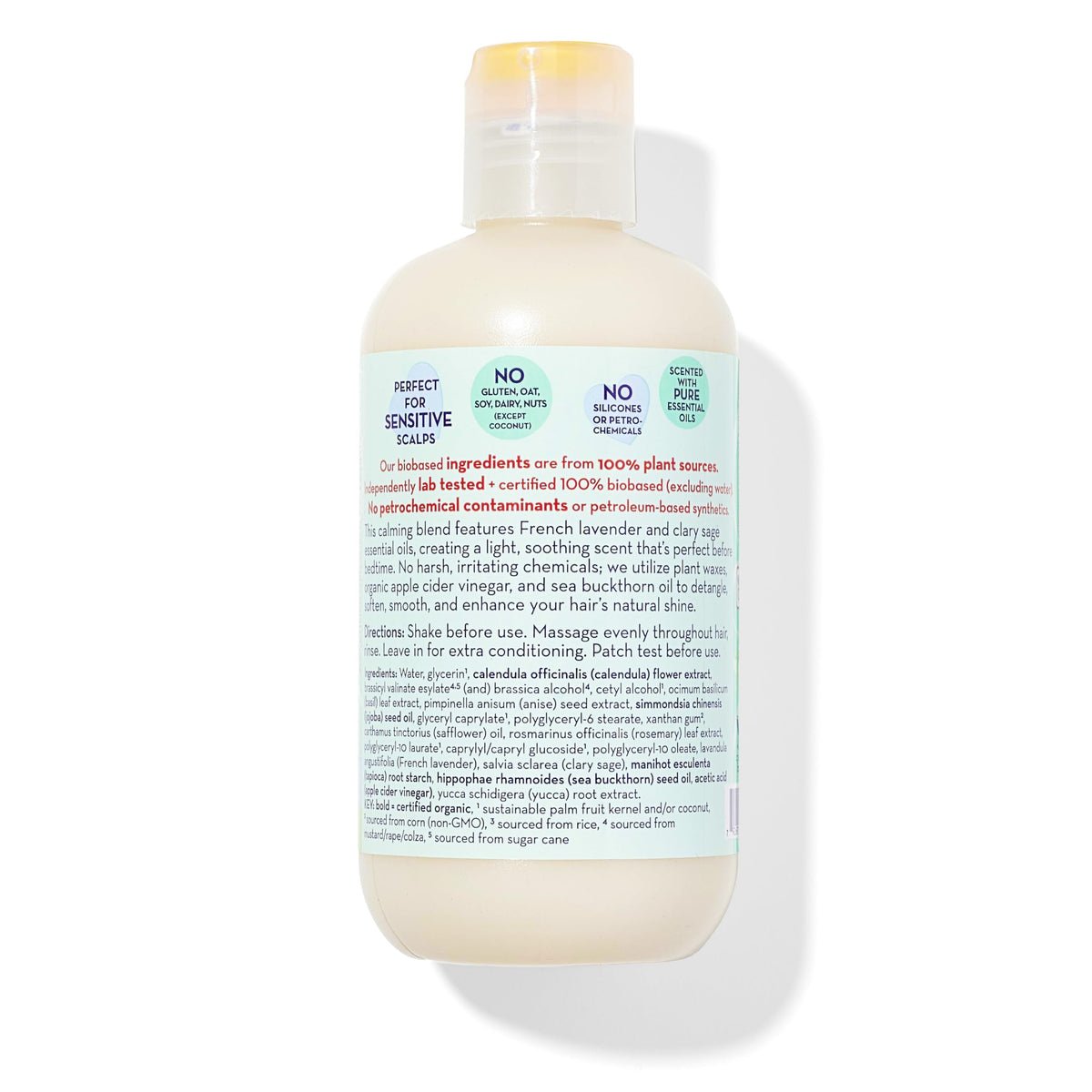 California Baby back label close-up listing plant-based ingredients and certifications