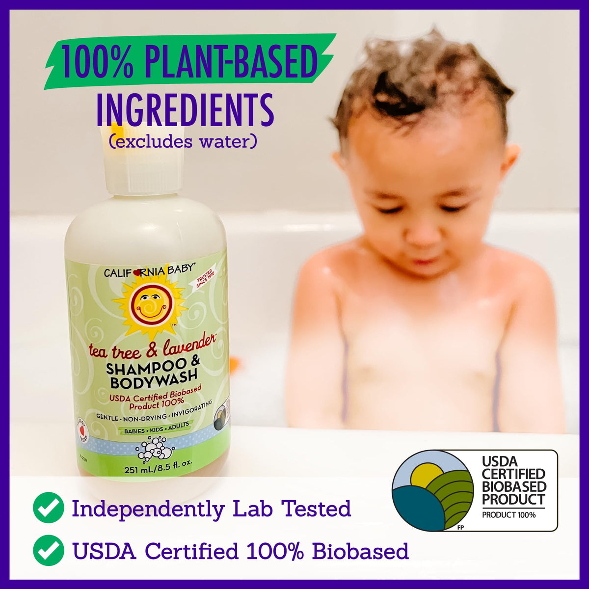 California Baby bottle next to ruler displaying 251mL size for clear scale benefit