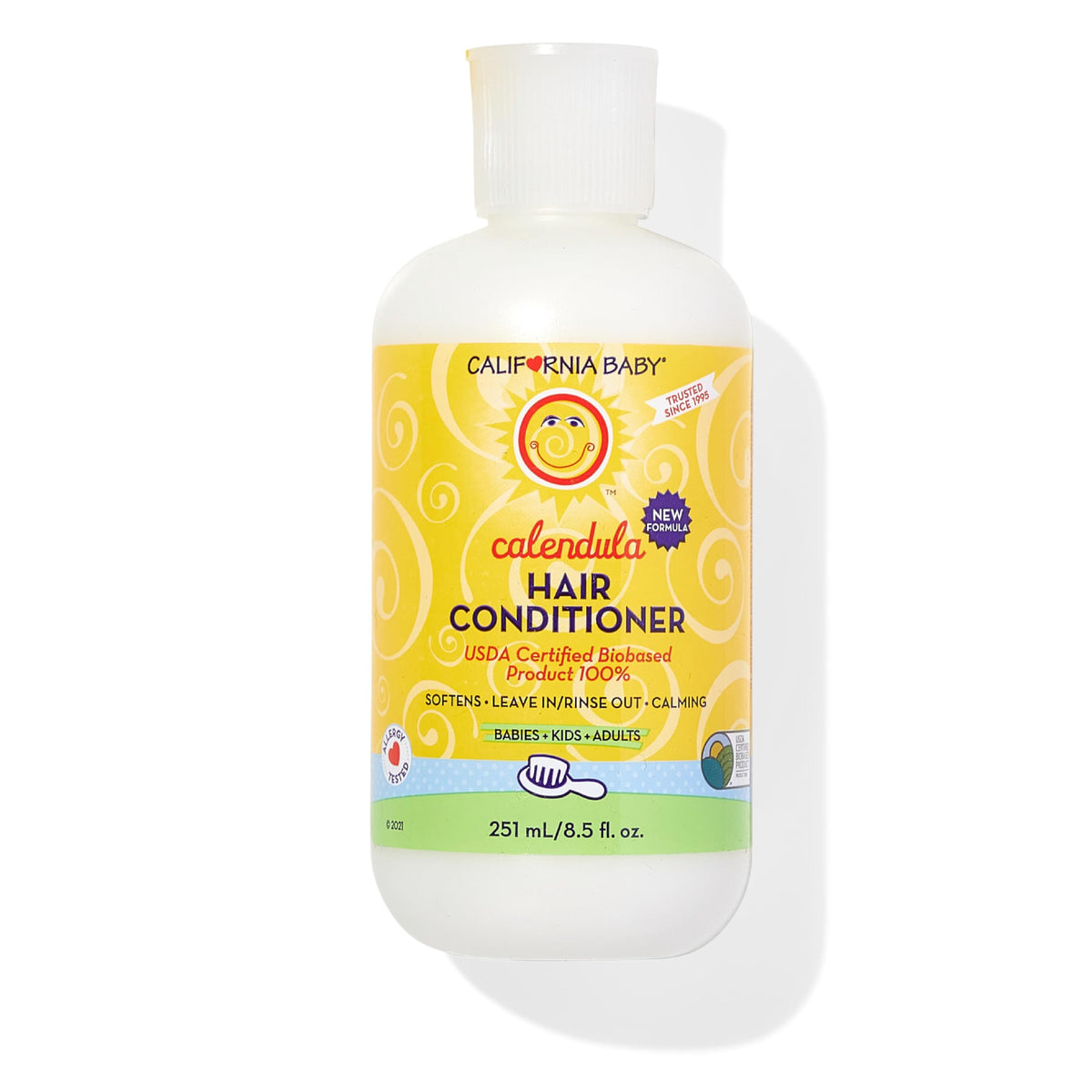 California Baby front bottle shows label and gentle calendula benefit
