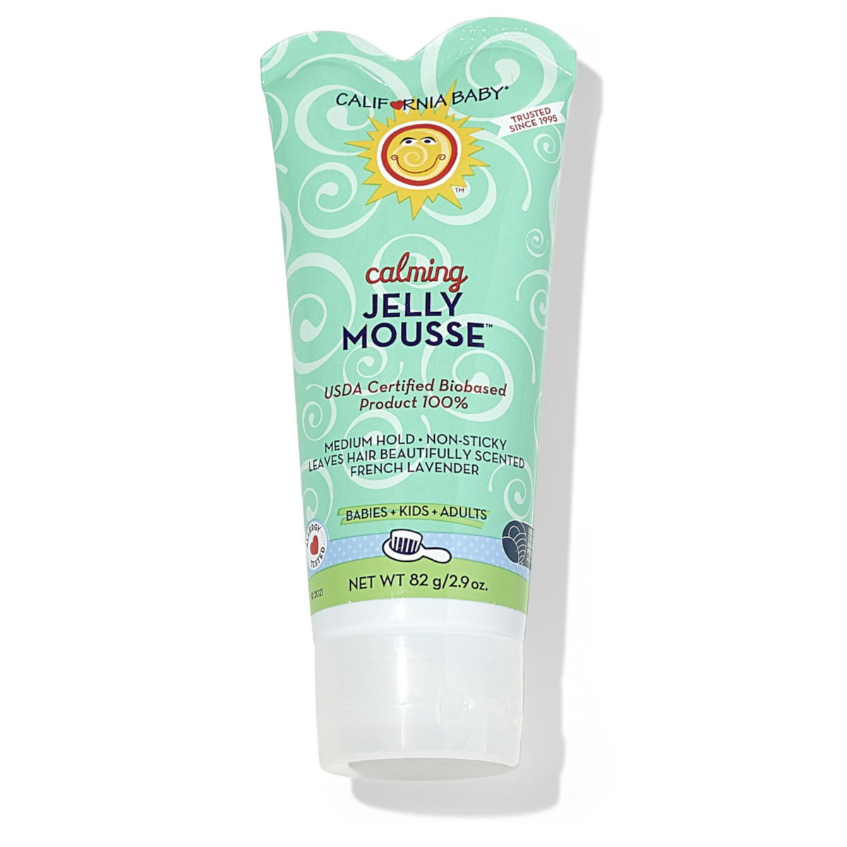 California Baby front packaging showing calming hair gel and benefits