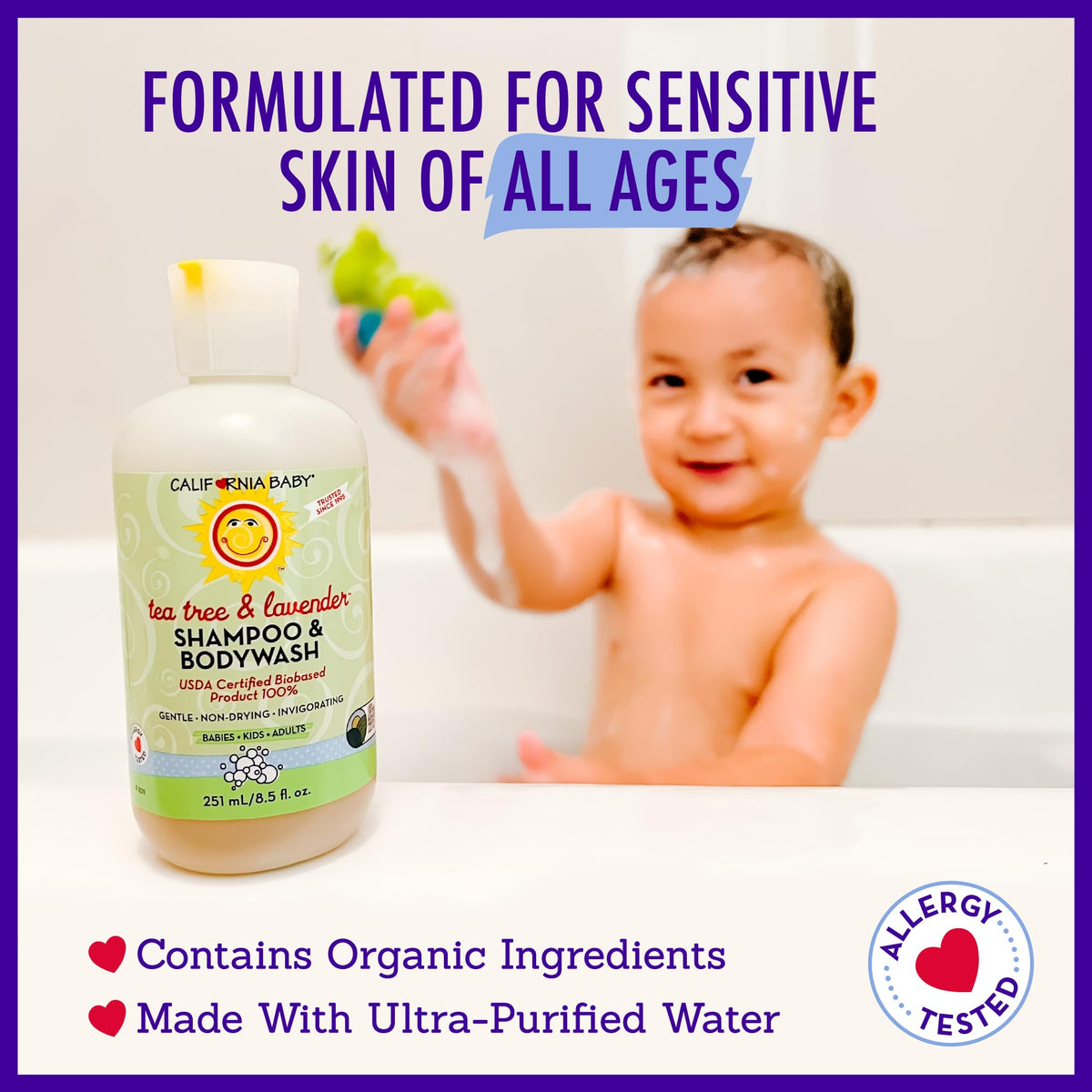 California Baby essential oil drops and plant ingredients highlighting natural scent benefit