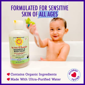 California Baby essential oil drops and plant ingredients highlighting natural scent benefit
