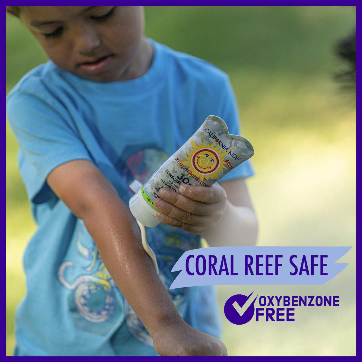 California Baby ingredient label highlighting fragrance-free and allergen-free formula