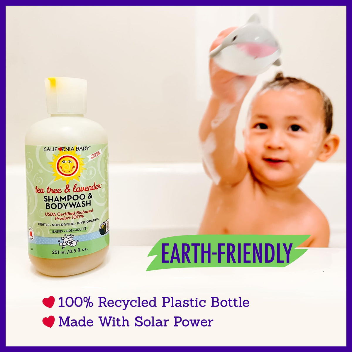 California Baby lather on baby hair close-up showing soft, rinsable foam benefit