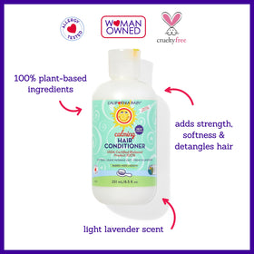 California Baby pump dispensing creamy conditioner texture for easy application benefit