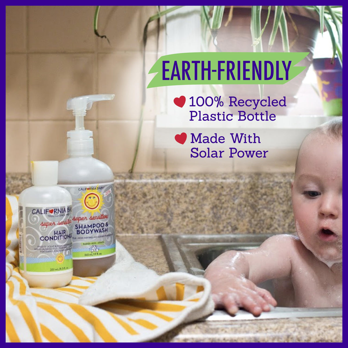 California Baby ingredient flatlay with botanicals showing plant-based origin