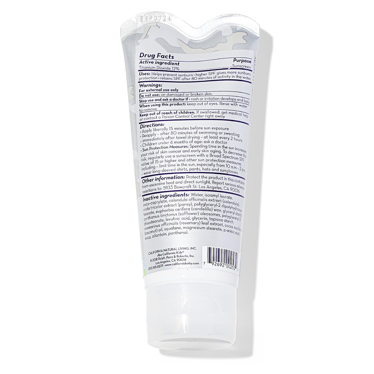 California Baby tube open showing lotion texture and easy spreadability