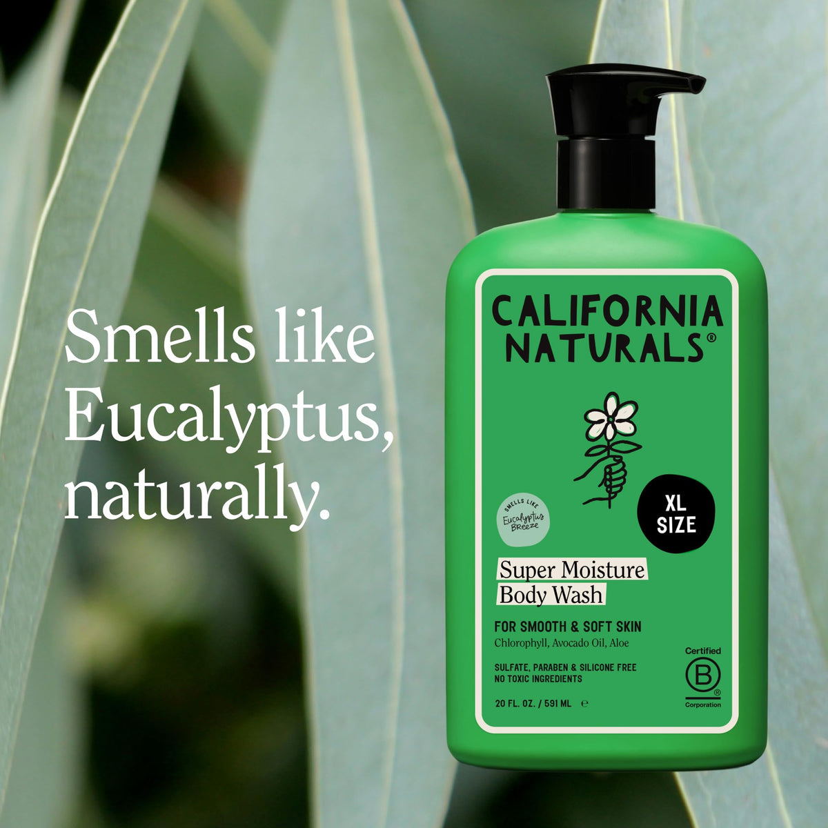 California Naturals bottle in a bathroom shower setting for daily routine