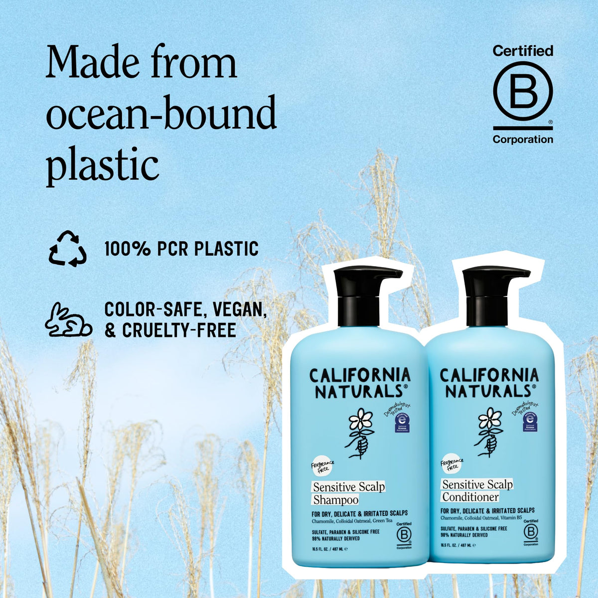 California Naturals shampoo in use massaging scalp for gentle cleansing
